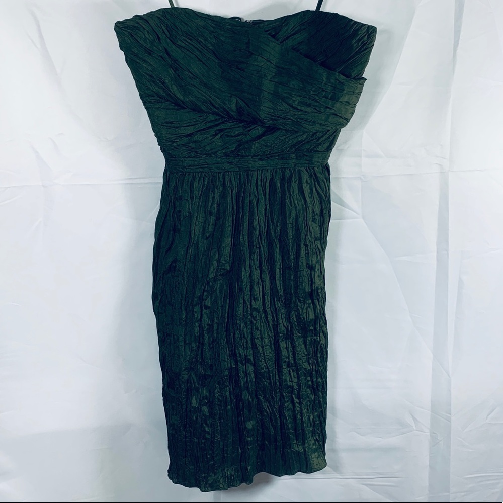 J. Crew Strapless Dress in Dark Green